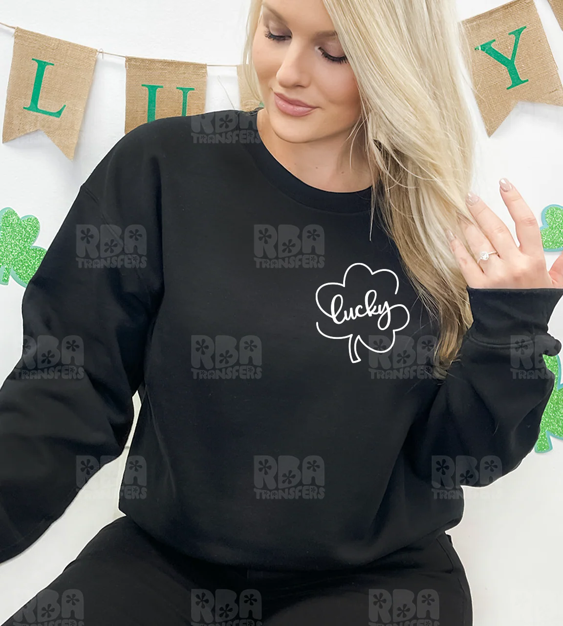 Lucky Clover Outline Screen Print Transfer - Image 4